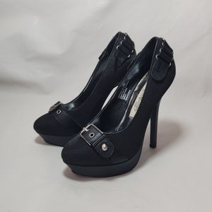 Naughty Monkey Black Womans Sz 7 Platform High Heel Stripper Shoe Pump